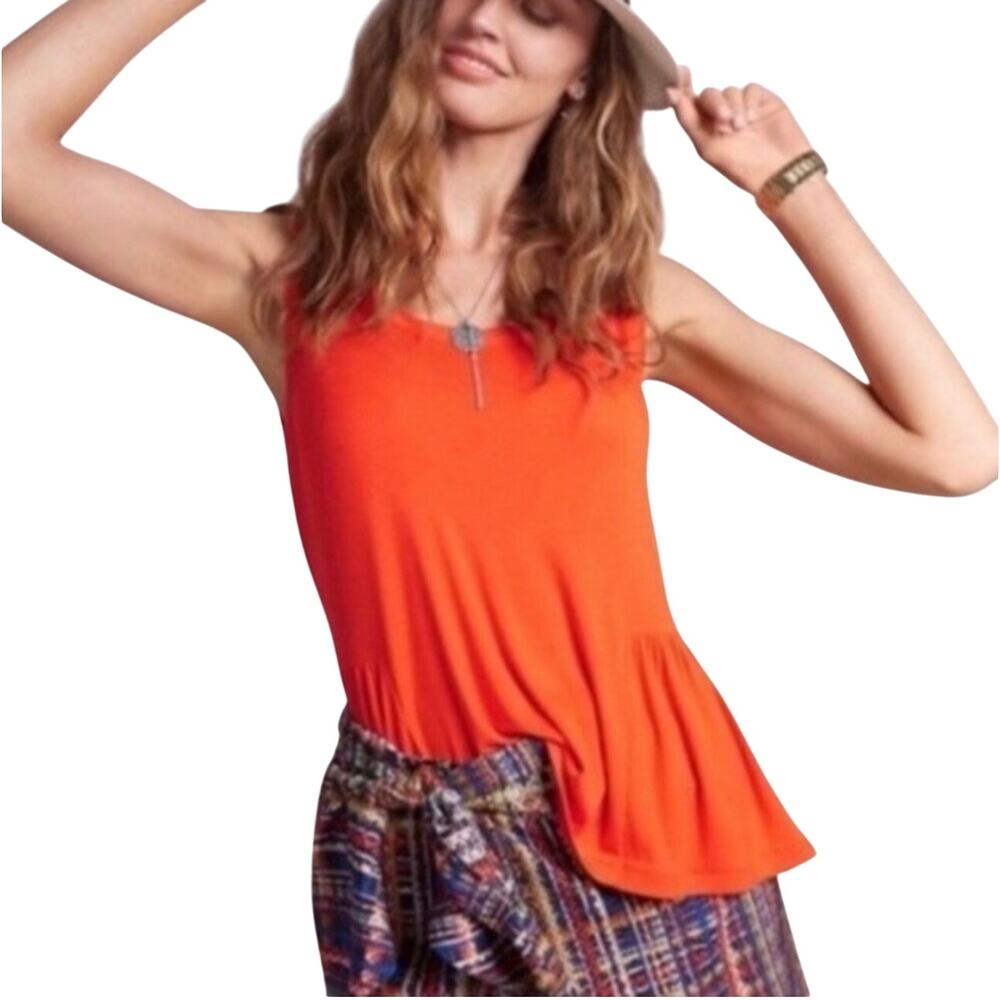 CAbi Womens Hangout tank orange peplum Style 5402, Size S
